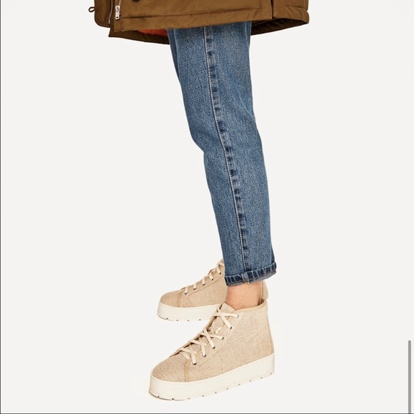 ZARA Fabric Platform High Top Sneakers in Light Blue with white soles - Picture 5 of 7
